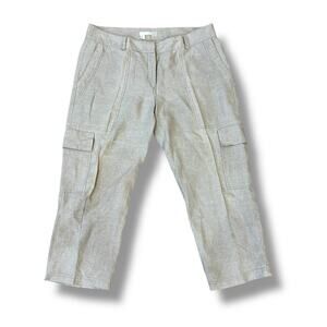 Eileen Fisher Size 10 Cropped Wide Leg Organic Linen Pants Lagenlook